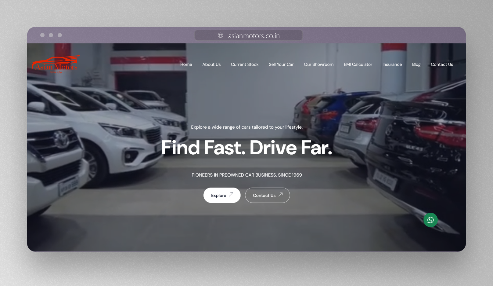 Screenshot of asianmotors.com - Website developed by Rahul Katari