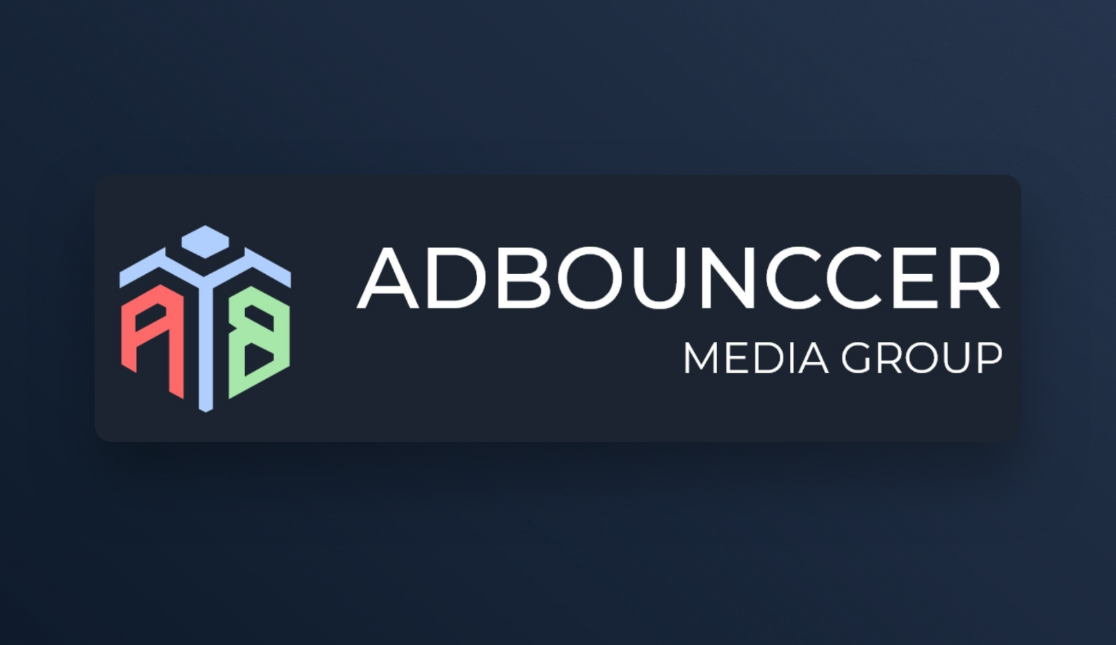 Adbounccer Media Group Logo featuring a modern hexagonal icon with initials AB in vibrant colors designed by Rahul Katari