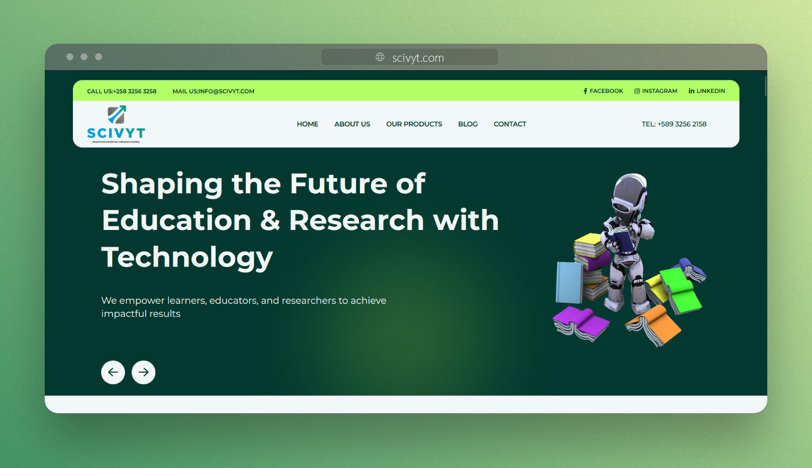 Screenshot of Scivyt.com - Website developed by Rahul Katari